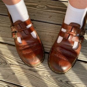 Dr. Martens Double Strap Brown Mary Janes B62